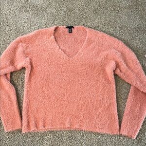Forever 21 Pink V-Neck Sweater Cozy Knit